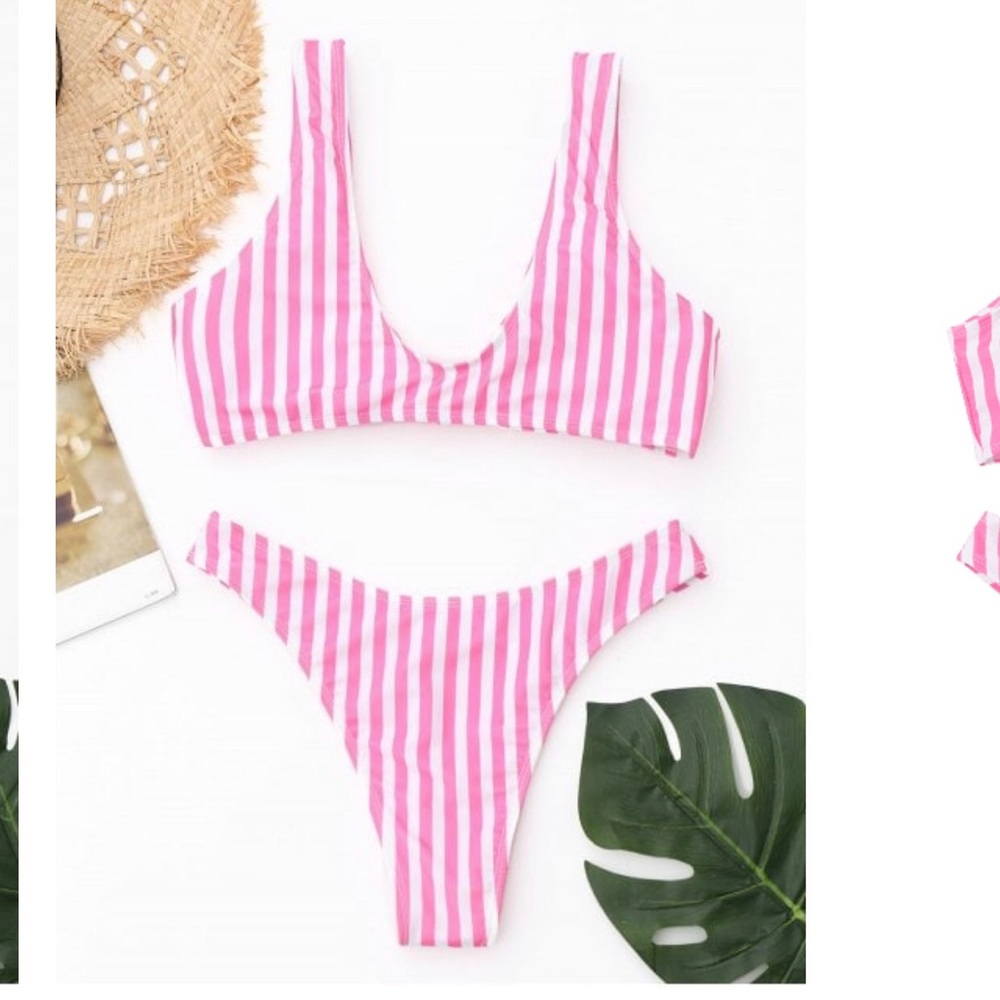 Zaful Front Knot Striped Bikini